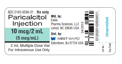 NDC: <a href=/NDC/0143-9596-01>0143-9596-01</a> Rx only Paricalcitol Injection 10 mcg/2 mL (5 mcg/mL) 2 mL Multiple Dose Vial For Intravenous Use Only