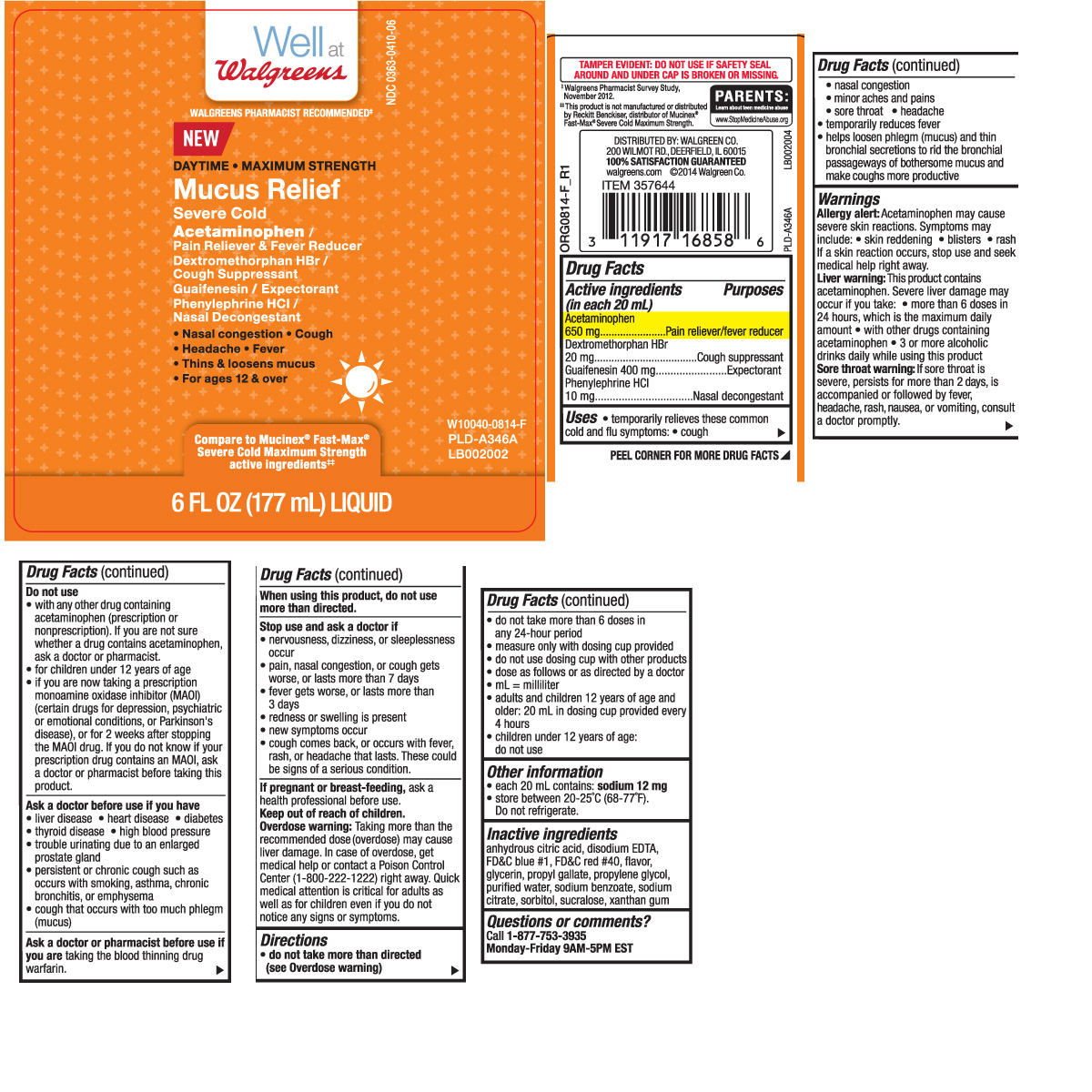 Acetaminophen 650 mg, Dextromethorphan HBr 20 mg, Guaifenesin 400 mg, Phenylephrine HCl 10 mg