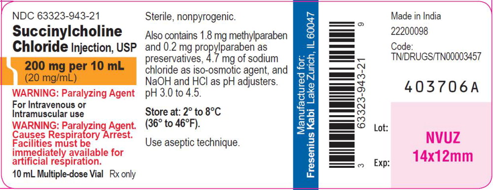 PACKAGE LABEL - PRINCIPAL DISPLAY -- Succinylcholine Chloride Injection, USP Multiple-Dose Vial Label
