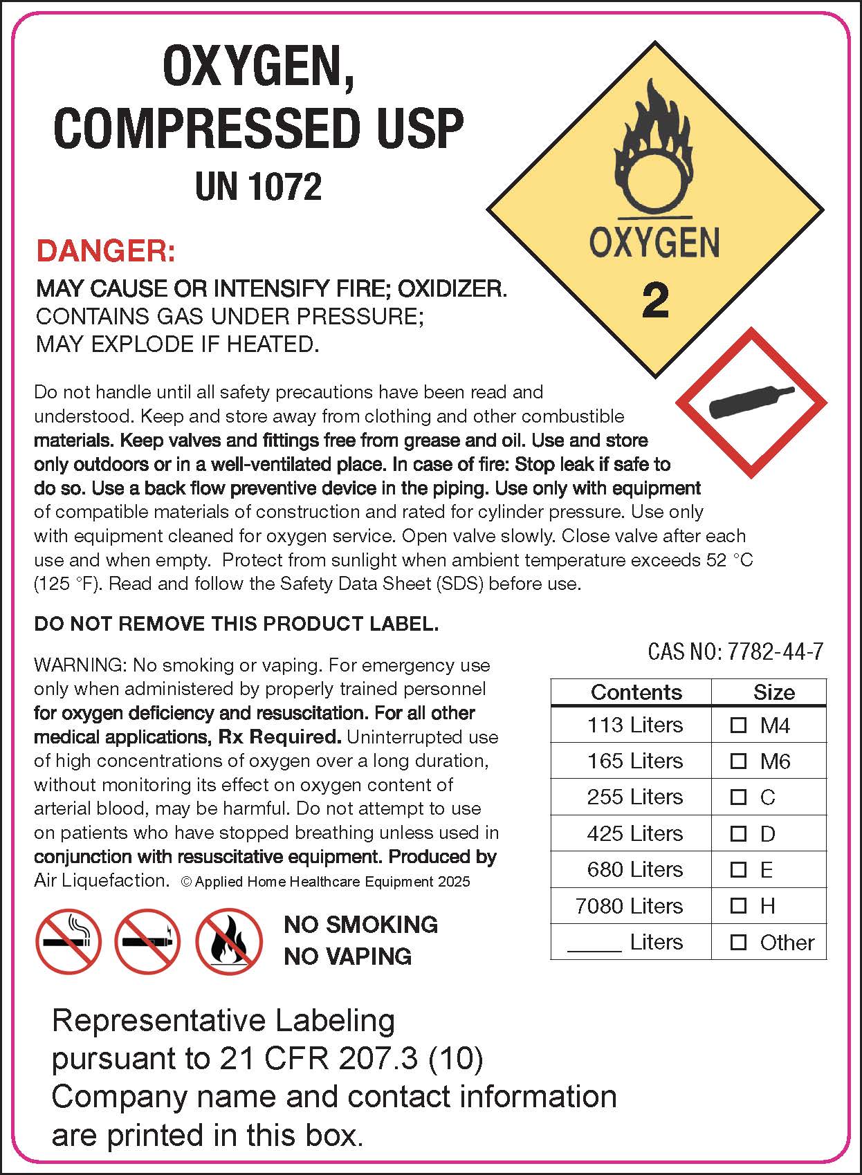 Oxygen Label