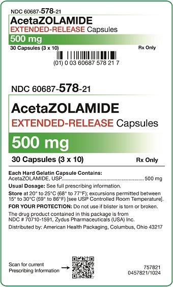 500 mg Acetazolamide ER Capsules Carton