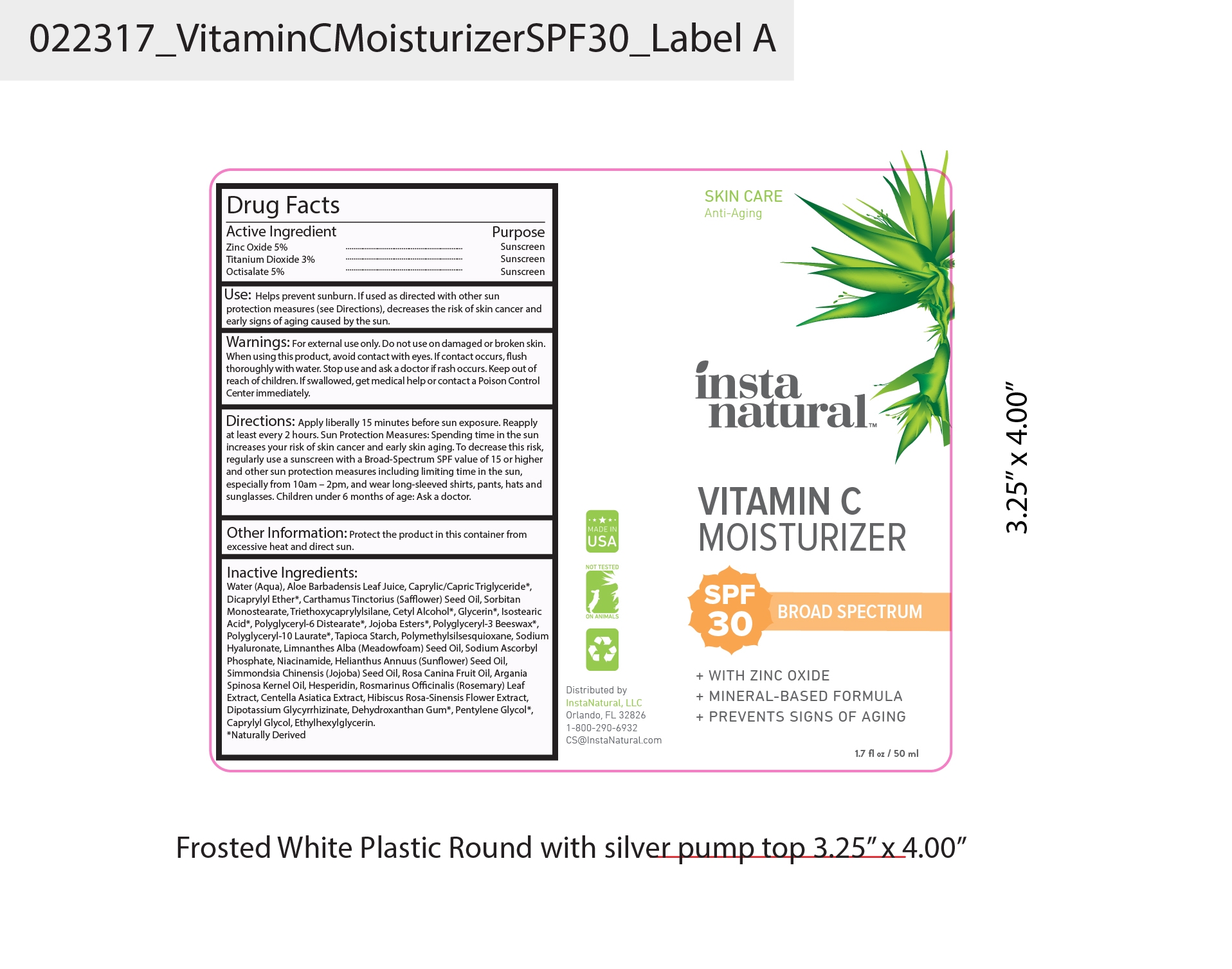 Vitamin C Moisturizer SPF30 Label 2