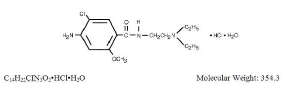 Structural formula for metoclopramide hydrochloride