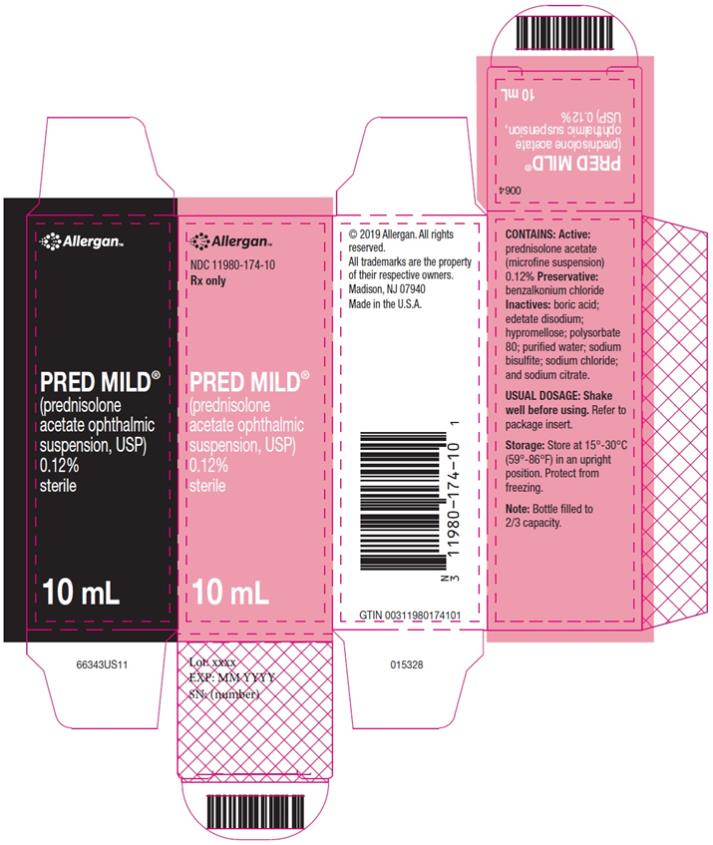 PRINCIPAL DISPLAY PANEL
NDC: <a href=/NDC/11980-174-10>11980-174-10</a>
Rx Only
PRED MILD®
(prednisolone 
acetate ophthalmic 
suspension, USP) 
0.12%
sterile
10 mL

