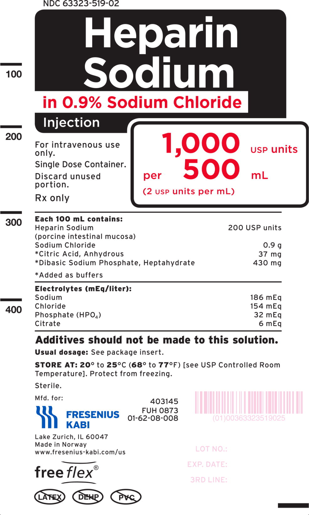 PACKAGE LABEL- PRINCIPAL DISPLAY PANEL – Heparin Sodium 500 mL Bag Label
