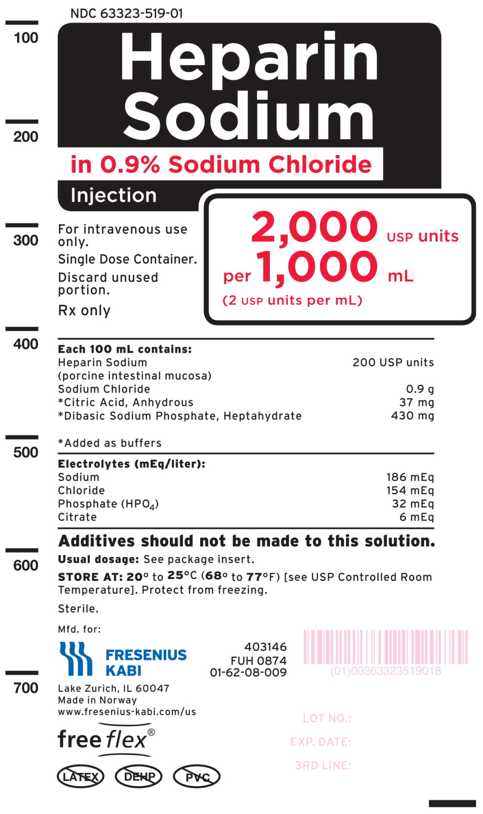 PACKAGE LABEL- PRINCIPAL DISPLAY PANEL – Heparin Sodium 1000 mL Bag Label
