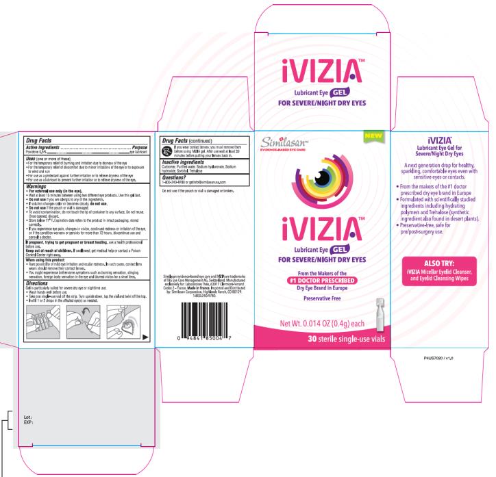 Principle Display Panel iVizia Lubricant Eye Gel For Severe/Night Dry Eyes 0.014 OZ (0.4g) each 30 sterile single-use vials