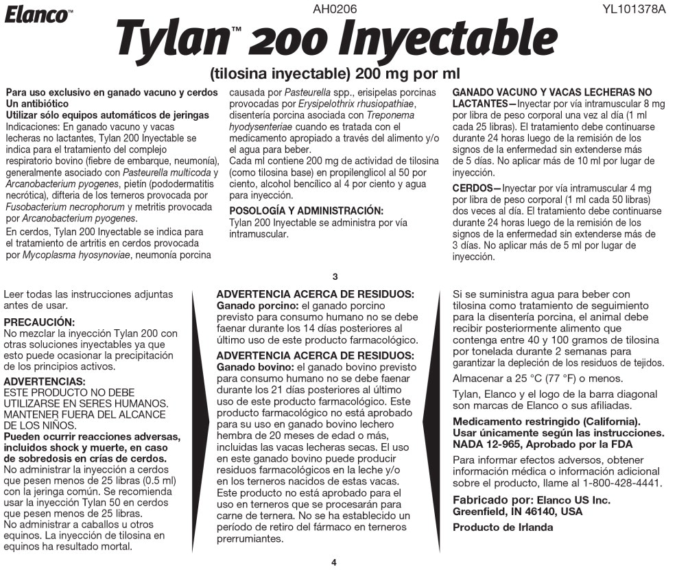 Principal Display Panel - Tylan 200 Injection Spanish Package Insert Label
