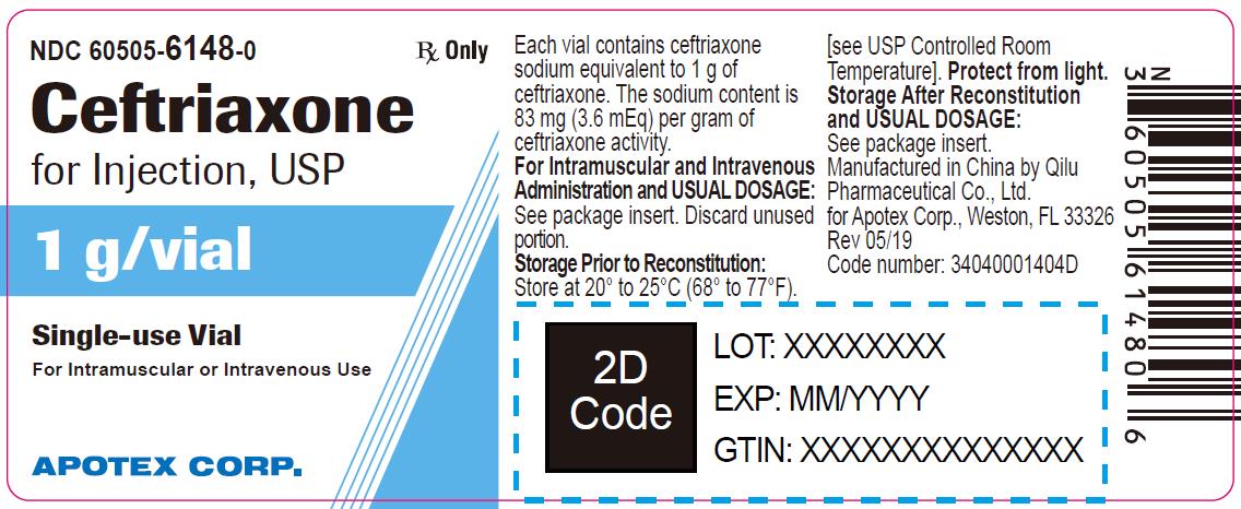 Ceftriaxone for Injection 1 g Vial Label