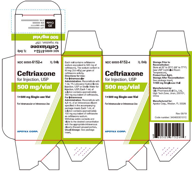 Ceftriaxone for Injection 500 mg Carton Label (Single Pack)