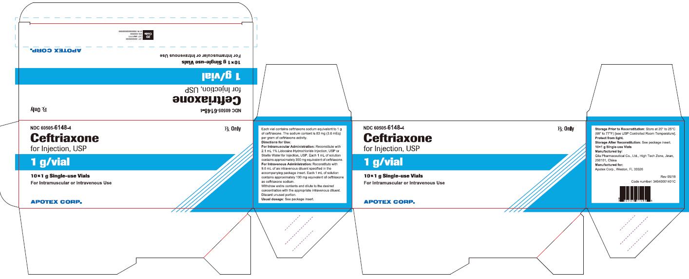 Ceftriaxone for Injection 1 g Carton Label (10 Pack)
