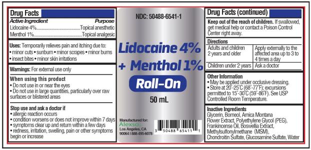 Lidocaine 4% and Menthol 1% Roll-On
NDC: <a href=/NDC/50488-6541-1>50488-6541-1</a>
50 mL

Manufactured for: 
Alexso, Inc. 
Los Angeles, CA 90064
