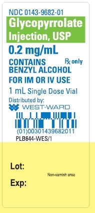 NDC: <a href=/NDC/0143-9682-01>0143-9682-01</a> Glycopyrrolate Injection, USP 0.2 mg/mL Rx only CONTAINS BENZYL ALCOHOL FOR IM OR IV USE 1 mL Single Dose Vial
