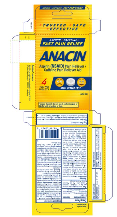 ANACIN®

Aspirin (NSAID) Pain Reliever / Caffeine Pain Reliever Aid
4 COATED TABLETS
