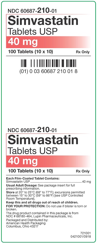 40 mg Simvastatin Tablets Carton