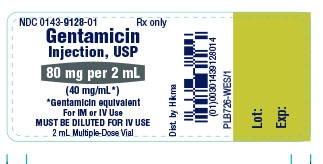 Gentamicin Injection, USP 80 mg per 2 mL Container Label