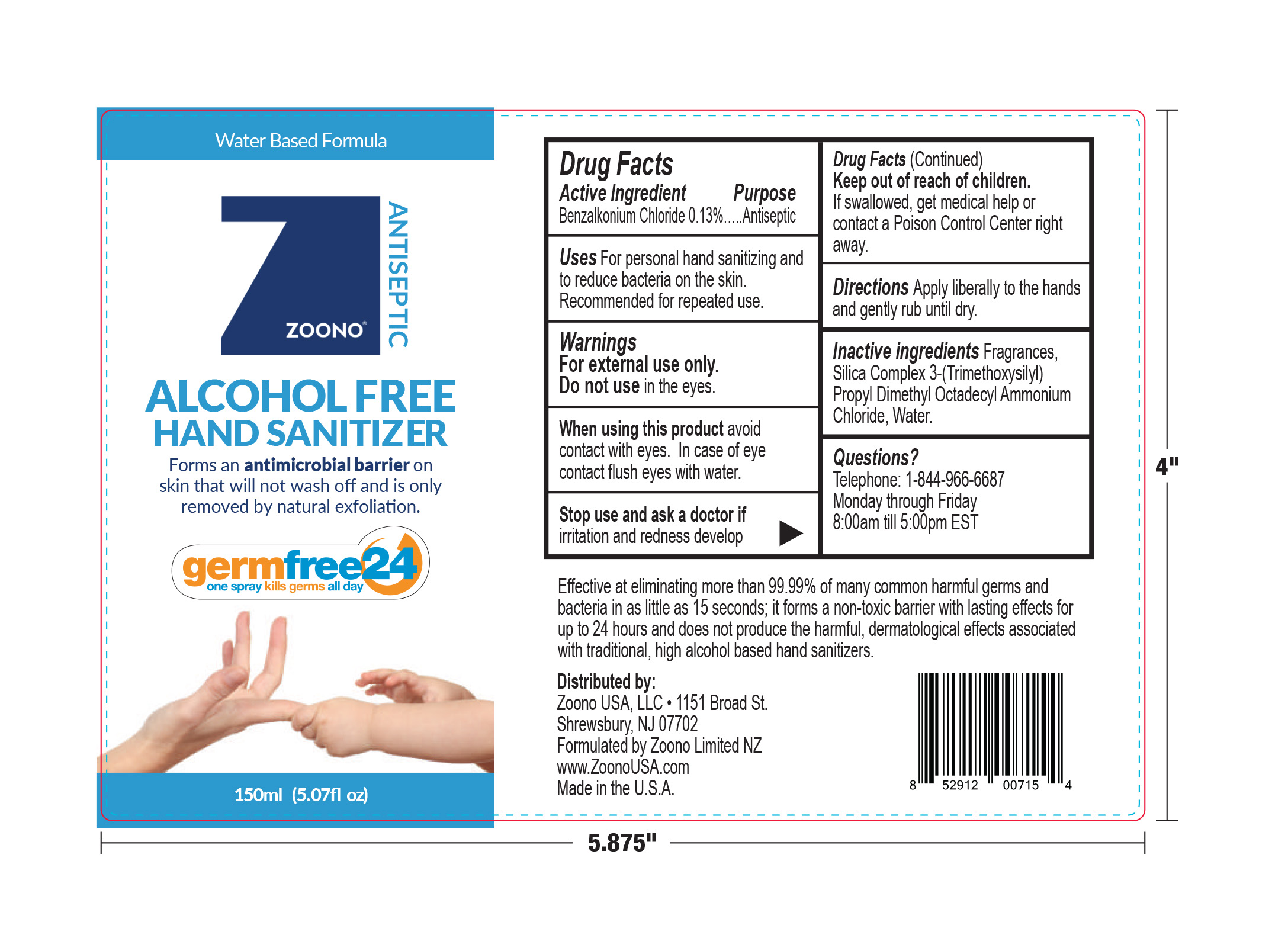 Zoono Alcohol Free Hand Sanitizer