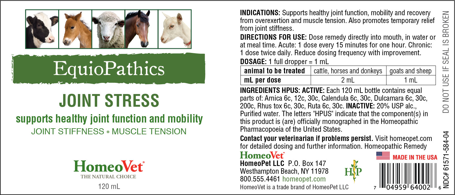 Equiopathics Joint Stress label