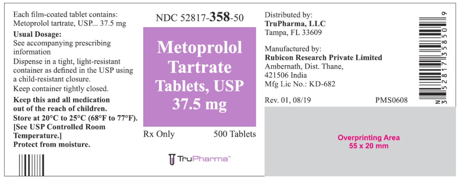 Metoprolol Tartrate Tablets, USP 37.5 mg - 500 Tablets - NDC: <a href=/NDC/52817-358-50>52817-358-50</a>