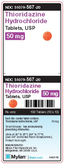 Thioridazine Hydrochloride 50 mg Tablets Unit Carton Label