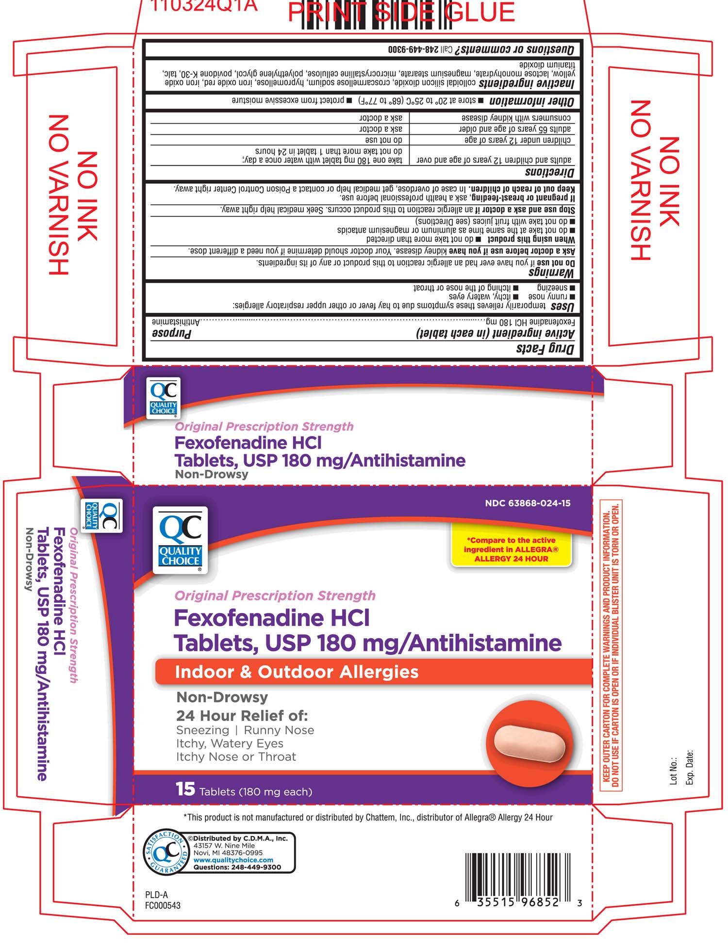 QC Fexofenadine HCl 180 mg 15 count