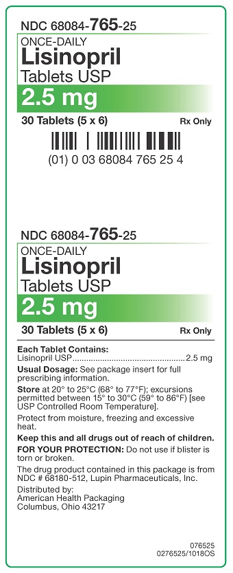 2.5 mg Lisinopril Tablets Carton