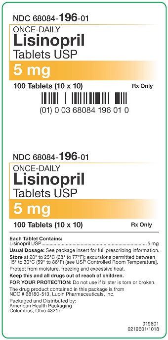 5 mg Lisinopril Tablets Carton