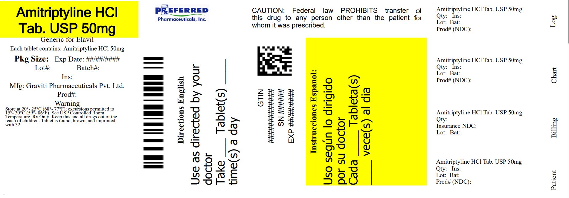 Amitriptyline HCl Tab USP 50mg 