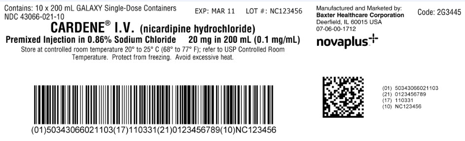 CARDENE Representative 40 mg Container Label 2 of 2 NDC: <a href=/NDC/43066-024-10>43066-024-10</a>
