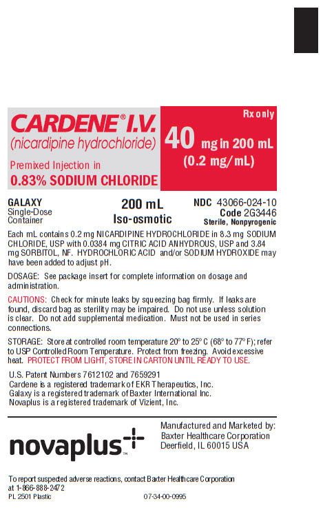 CARDENE Representative 40 mg Carton Label 2 of 2 NDC: <a href=/NDC/43066-024-10>43066-024-10</a>