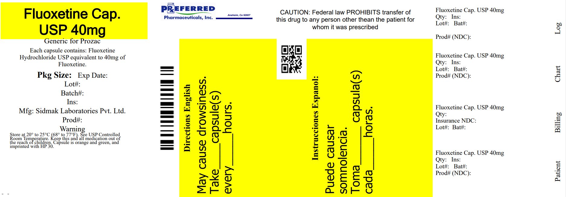 Fluoxetine Cap USP 40mg