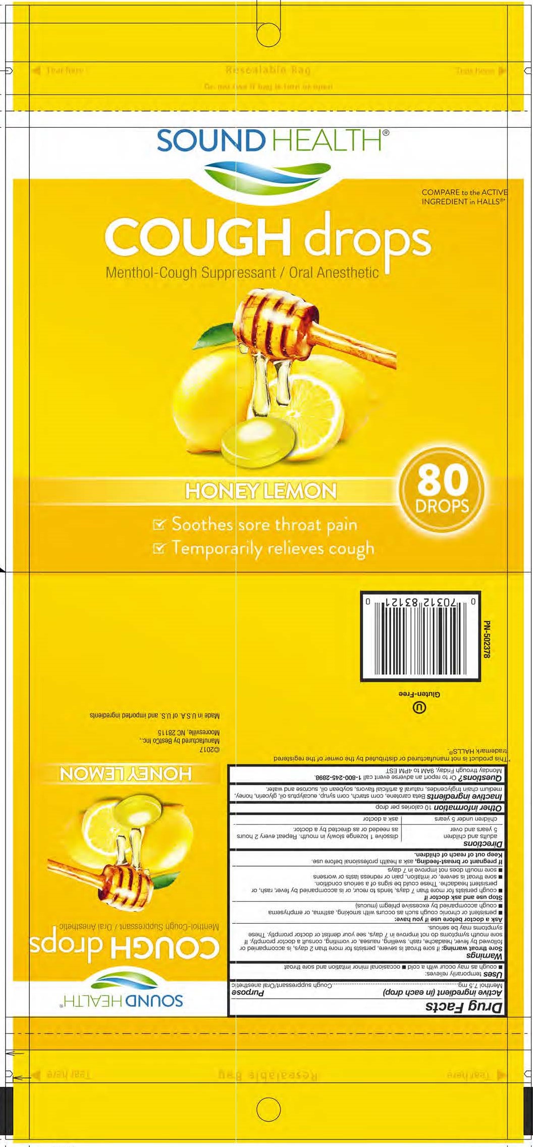 Sound Health Honey Lemon 80ct Cough Drops