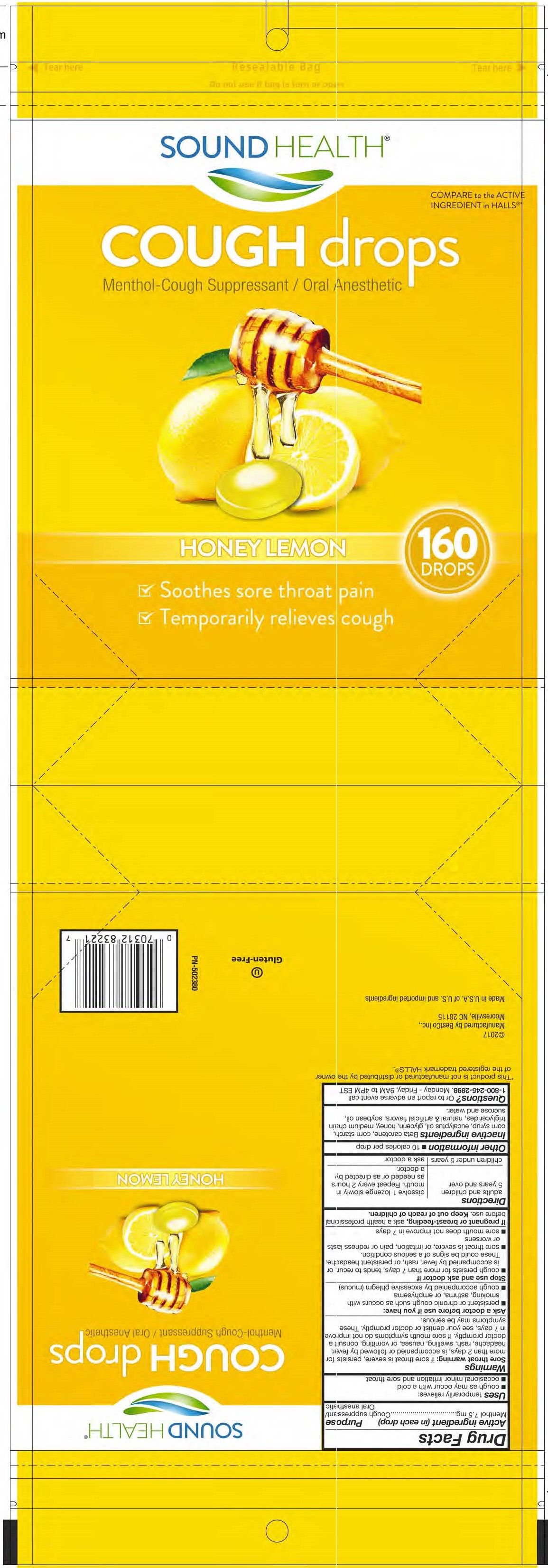 Sound Health Honey Lemon 160ct Cough Drops