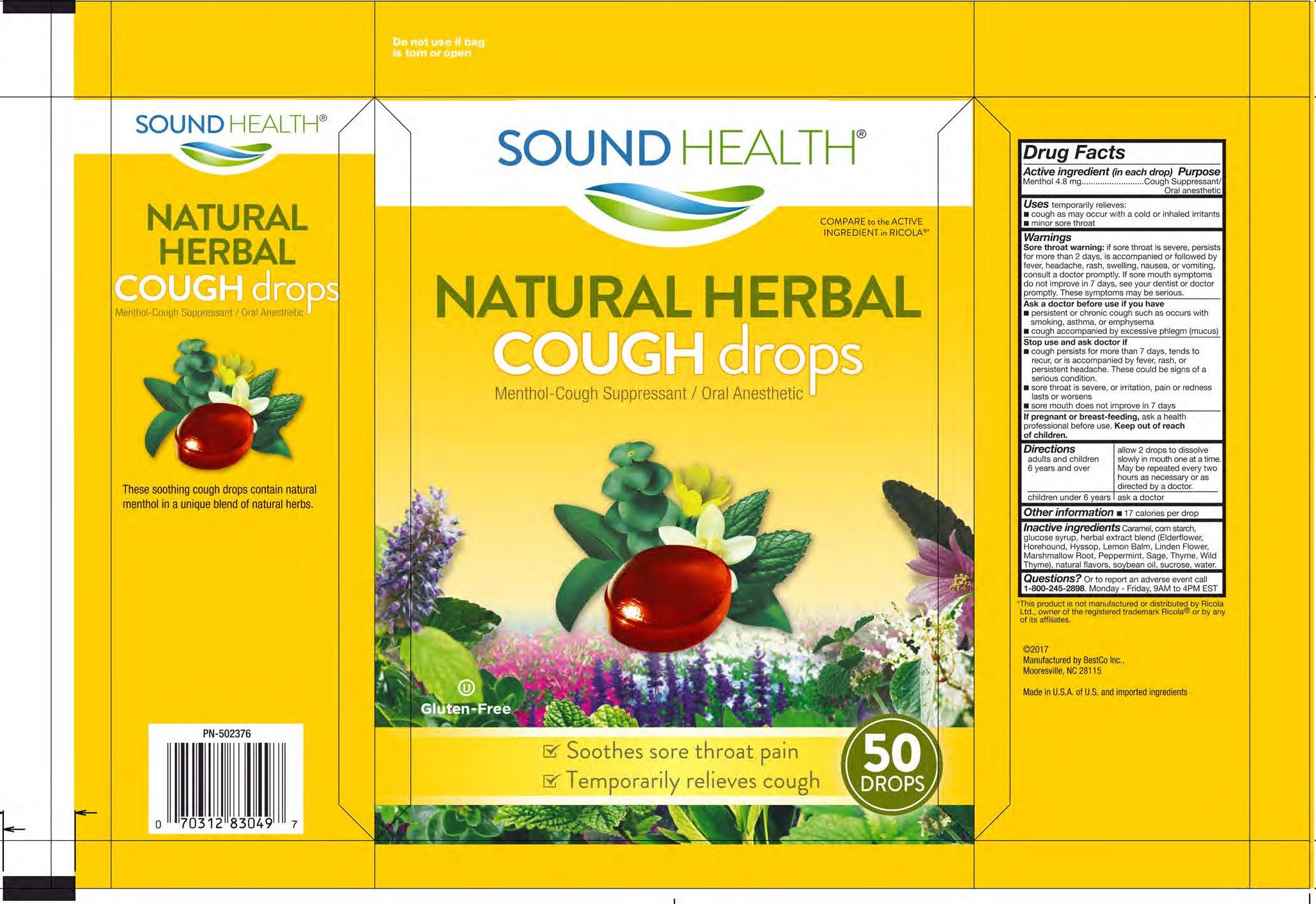 Sound Health Herbal 50ct Cough Drops