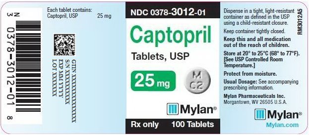 Captopril Tablets 25 mg Bottle Label