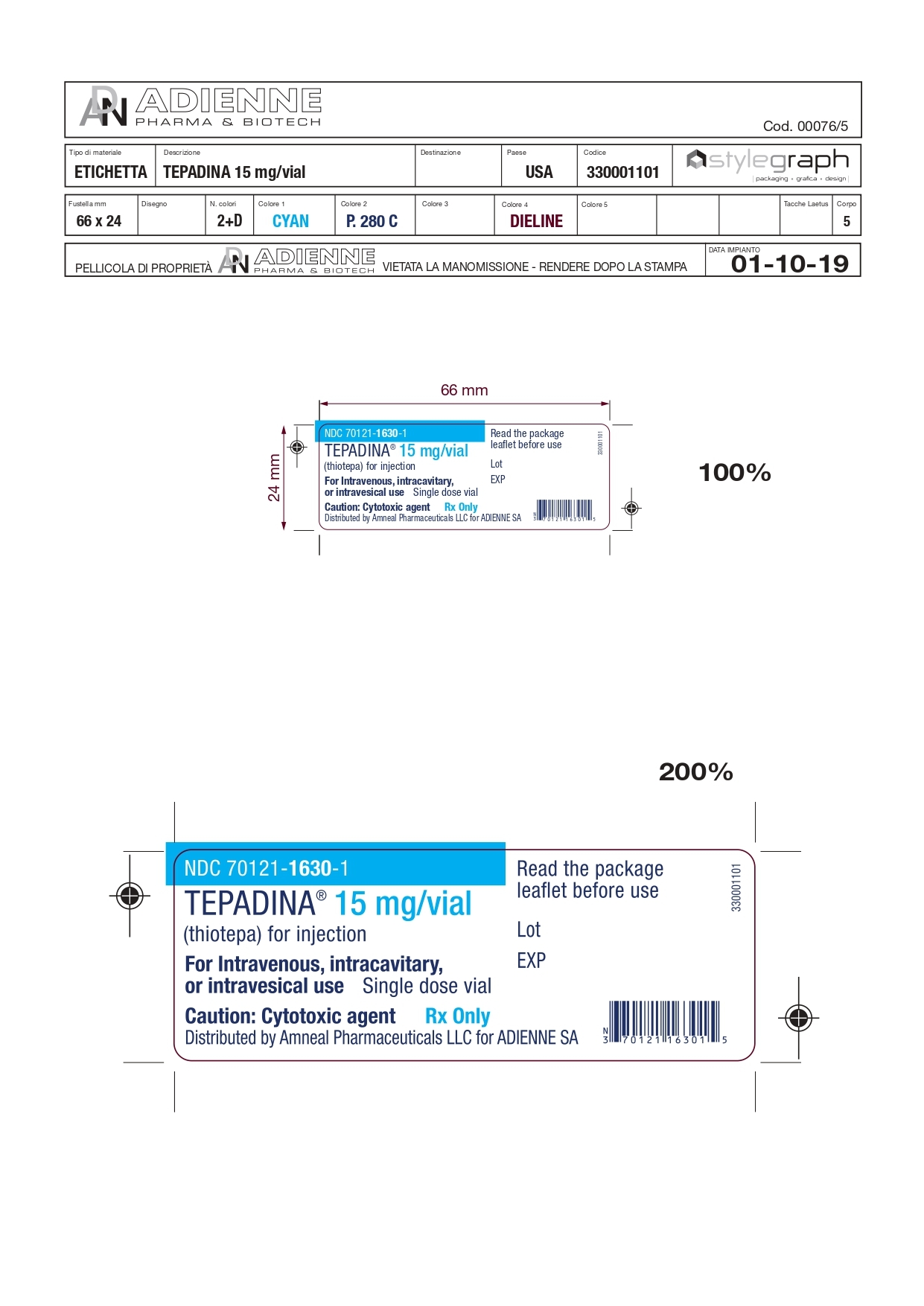 Tepadina 15 mg Label NDC: <a href=/NDC/70121-1630-1>70121-1630-1</a>