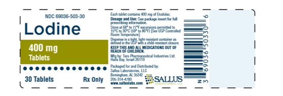PRINCIPAL DISPLAY PANEL - 400 mg Bottle Label 

NDC: <a href=/NDC/69036-503-30>69036-503-30</a>

30 Tablets

Lodine 
Tablets USP, 
400 mg

Sealed for your protection

Sallus Laboratories, LLC
Rx only
