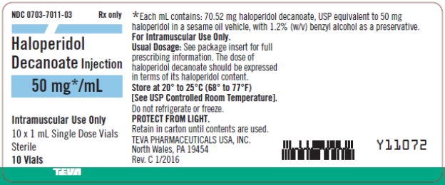 Haloperidol Decanoate Injection 50mg/mL, 10 x 1 mL Single Dose Vial Carton Label