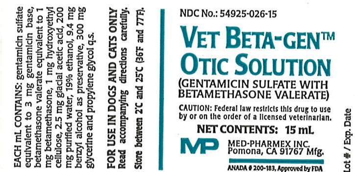 Vet Beta Gen Otic Solution Label 15mL