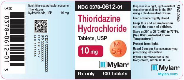 Thioridazine Hydrochloride Tablets 10 mg Bottle Label