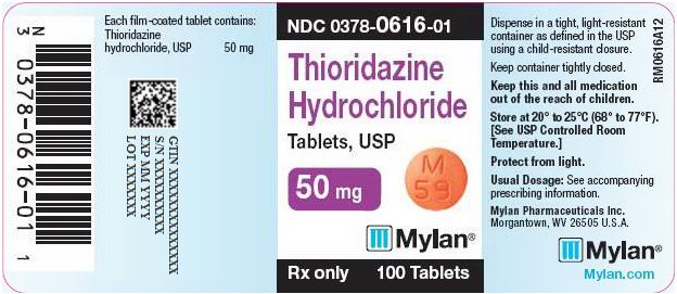 Thioridazine Hydrochloride Tablets 50 mg Bottle Label