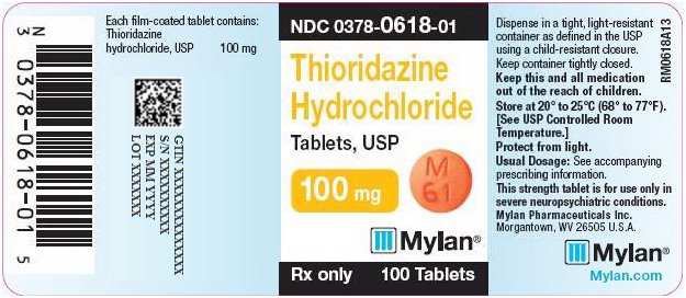 Thioridazine Hydrochloride Tablets 100 mg Bottle Label