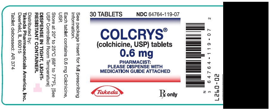 Colcrys 0.6mg-30 Tablet Bottle label