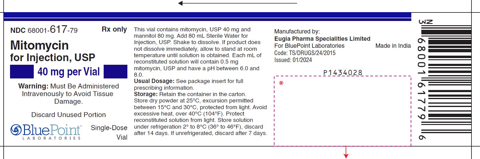 Label Mitomycin for Injection USP 40 mg per vial