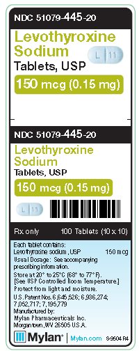 Levothyroxine Sodium 150 mcg (0.15 mg) Tablets Unit Carton Label