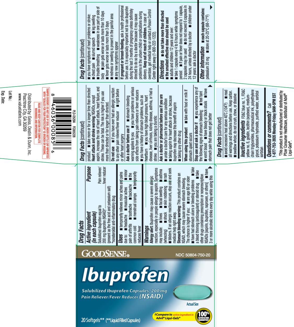 Solubilized ibuprofen equal to 200 mg ibuprofen (NSAID)* (present as the free acid and potassium salt) *nonsteroidal anti-inflammatory
