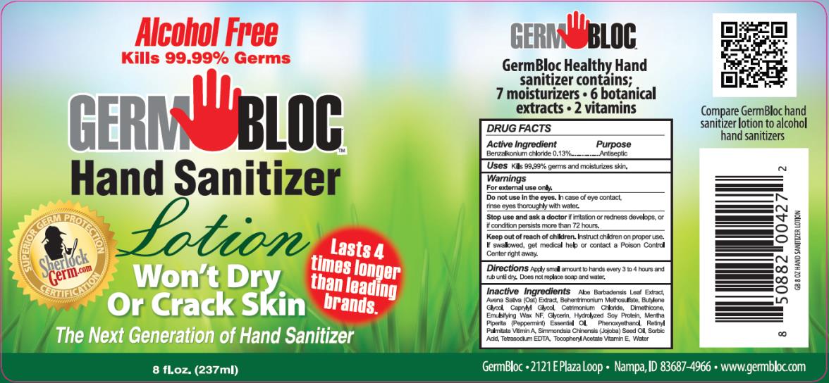 PRINCIPAL DISPLAY PANEL
ALCOHOL-FREE
Kills 99.99% of Germs
GERM BLOCTM 
Hand Sanitizer 
Lotion
8 fl. oz. (237 ml) 
