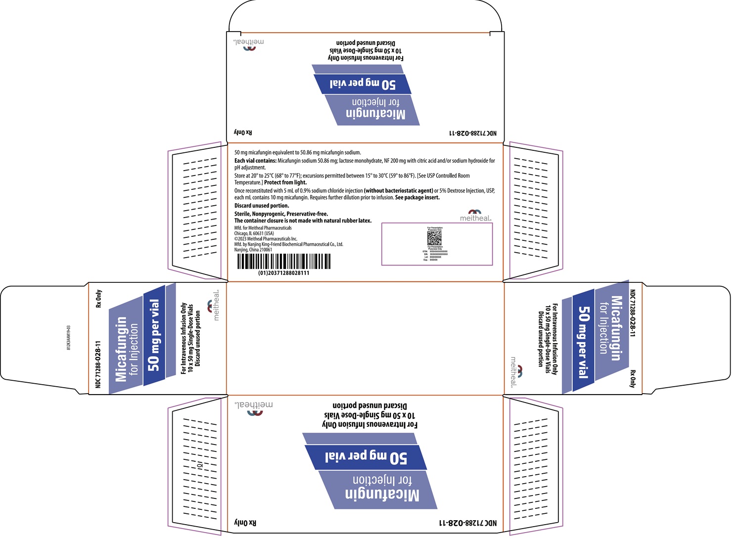 PRINCIPAL DISPLAY PANEL – Micafungin for Injection, 50 mg Carton