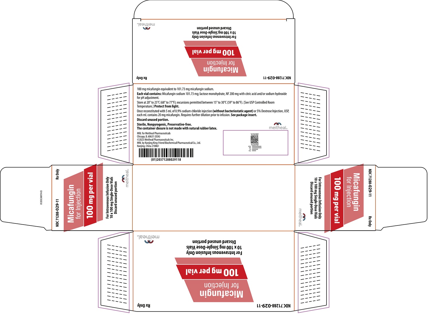 PRINCIPAL DISPLAY PANEL – Micafungin for Injection, 100 mg Carton