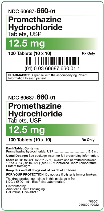 12.5 mg Promethazine Hydrochloride Tablets Carton